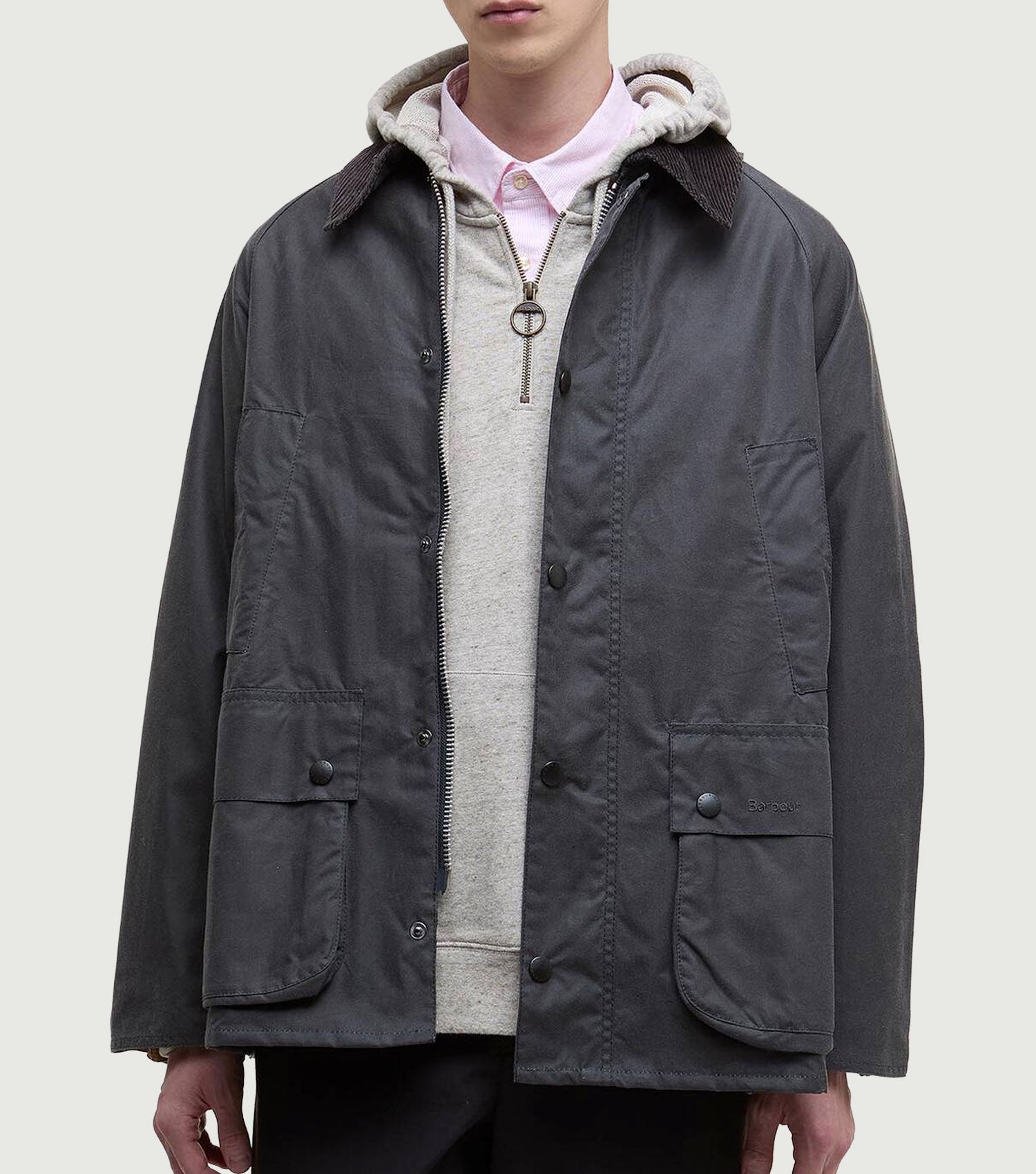 Oversized Bedale Waxed Jacket Classic Grey - Barbour