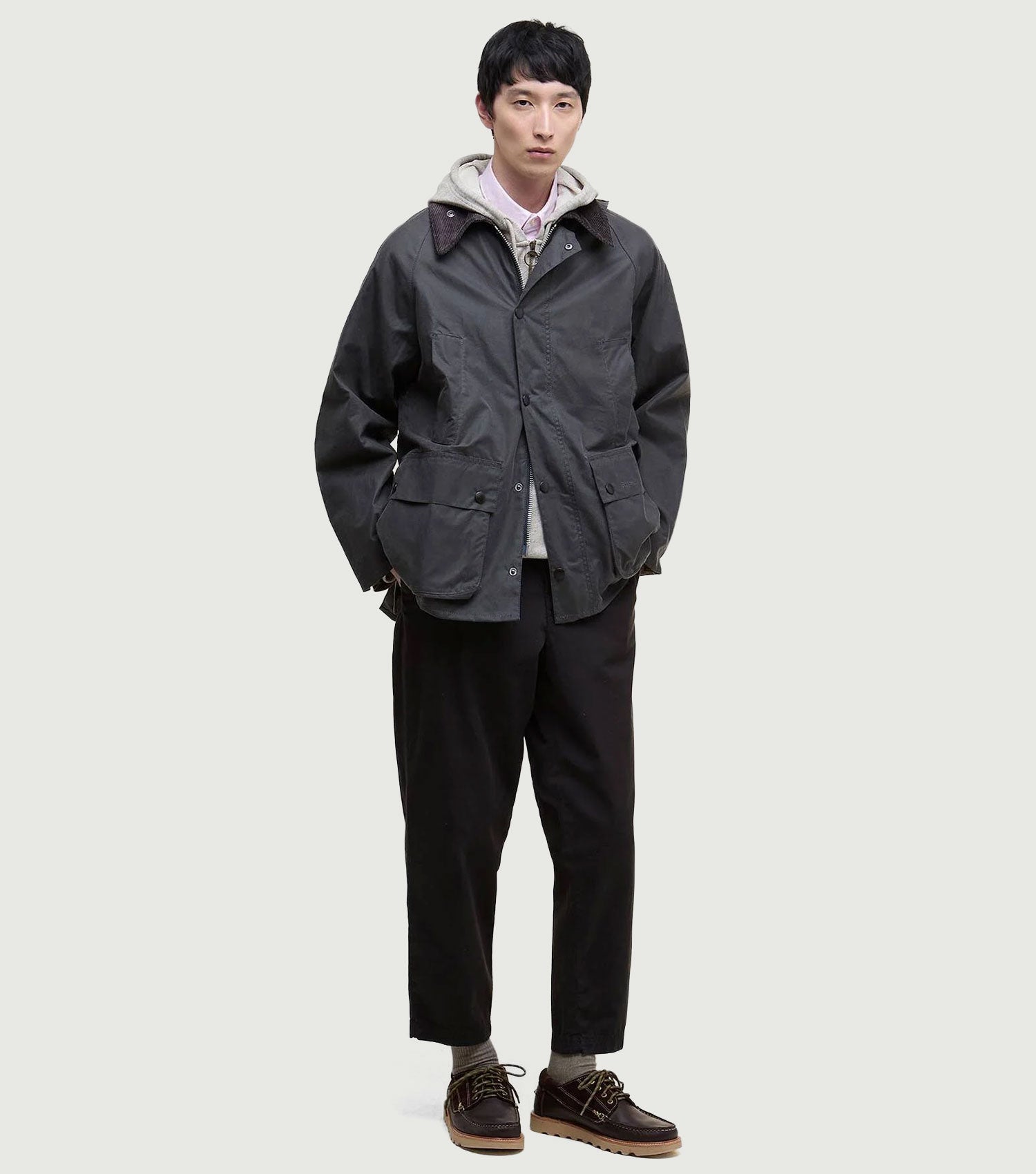 Oversized Bedale Waxed Jacket Classic Grey - Barbour