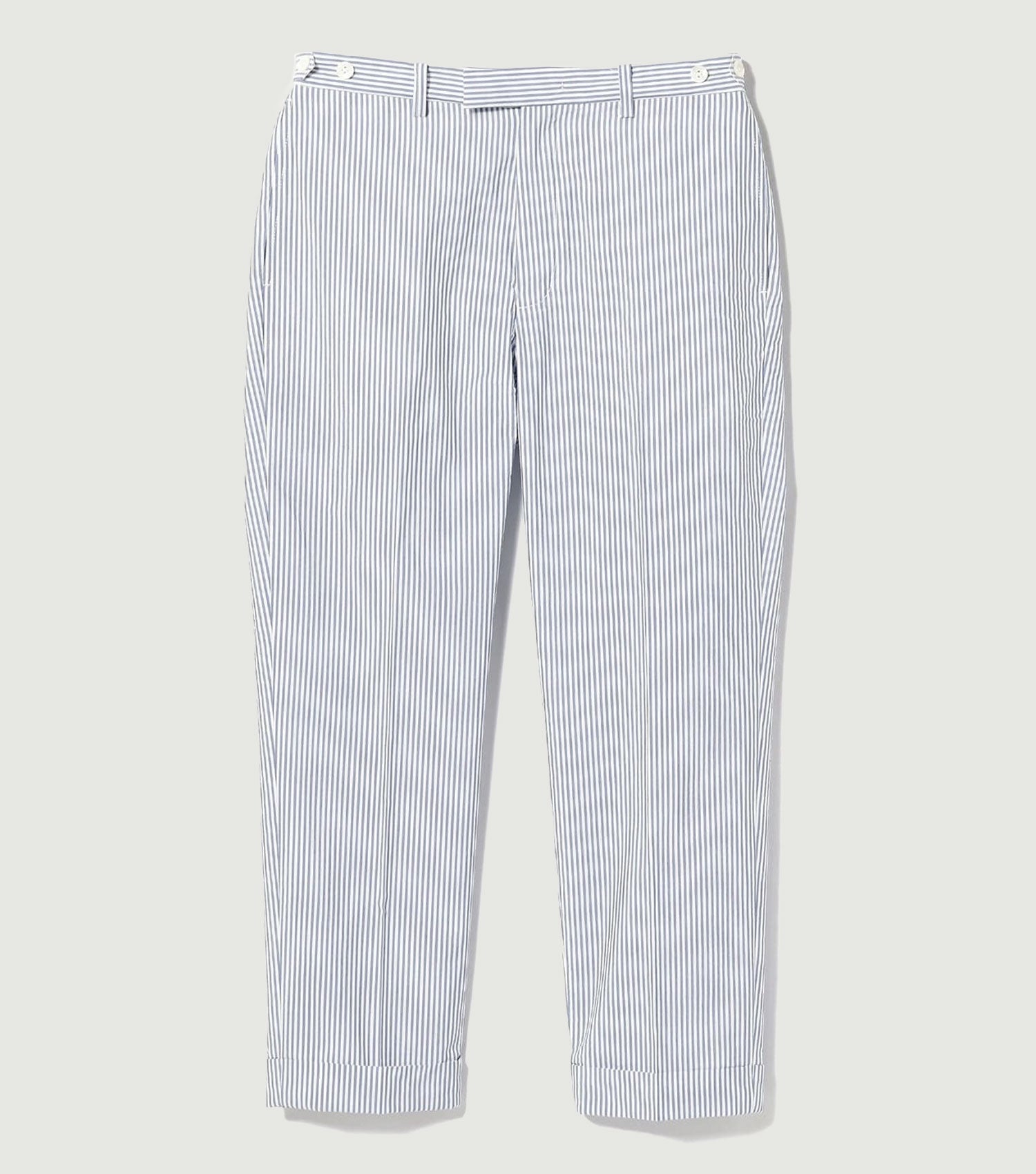 IVY Trousers Ankle-Cut Seersucker Blue - Beams Plus