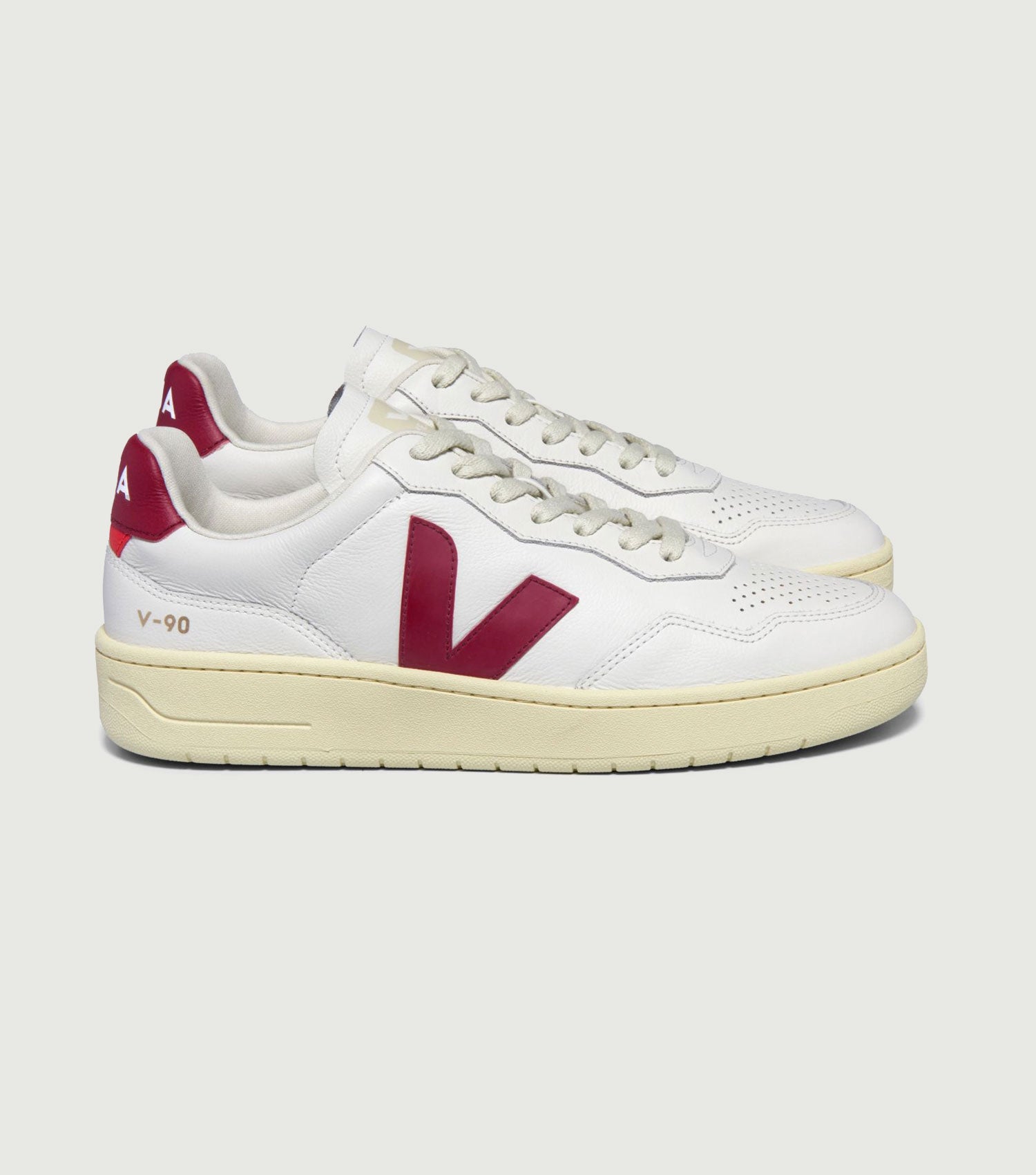 V-90 O.T. Leath Ex-White/Marsala - Veja