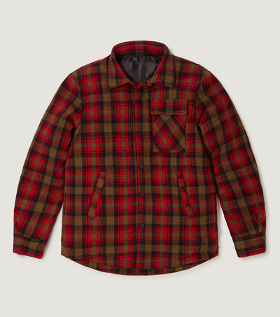 Padded Wool Check Jacket Red - BLAW