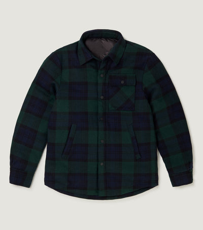 Padded Wool Check Jacket Green - BLAW