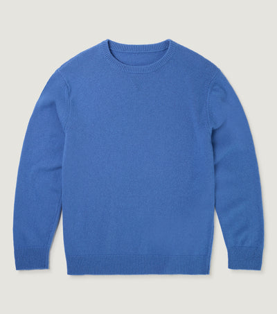 100% Wool Round Neck Sweater Blue - BLAW