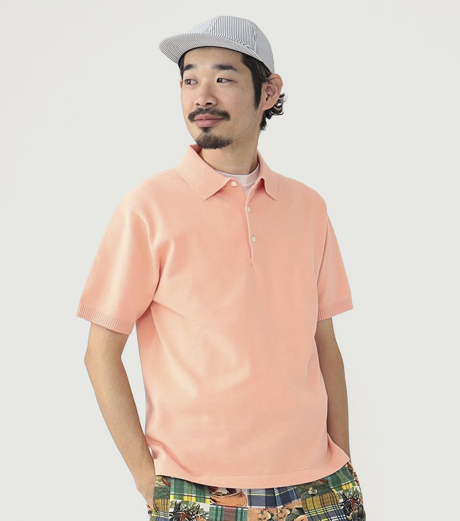 Knit Polo 12G Pink - Beams Plus