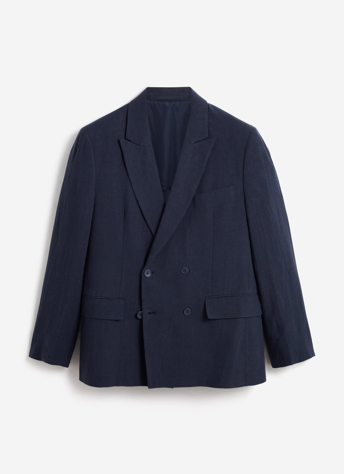 Clifton Boxy Double Breasted Blazer | Linen | Navy - Percival