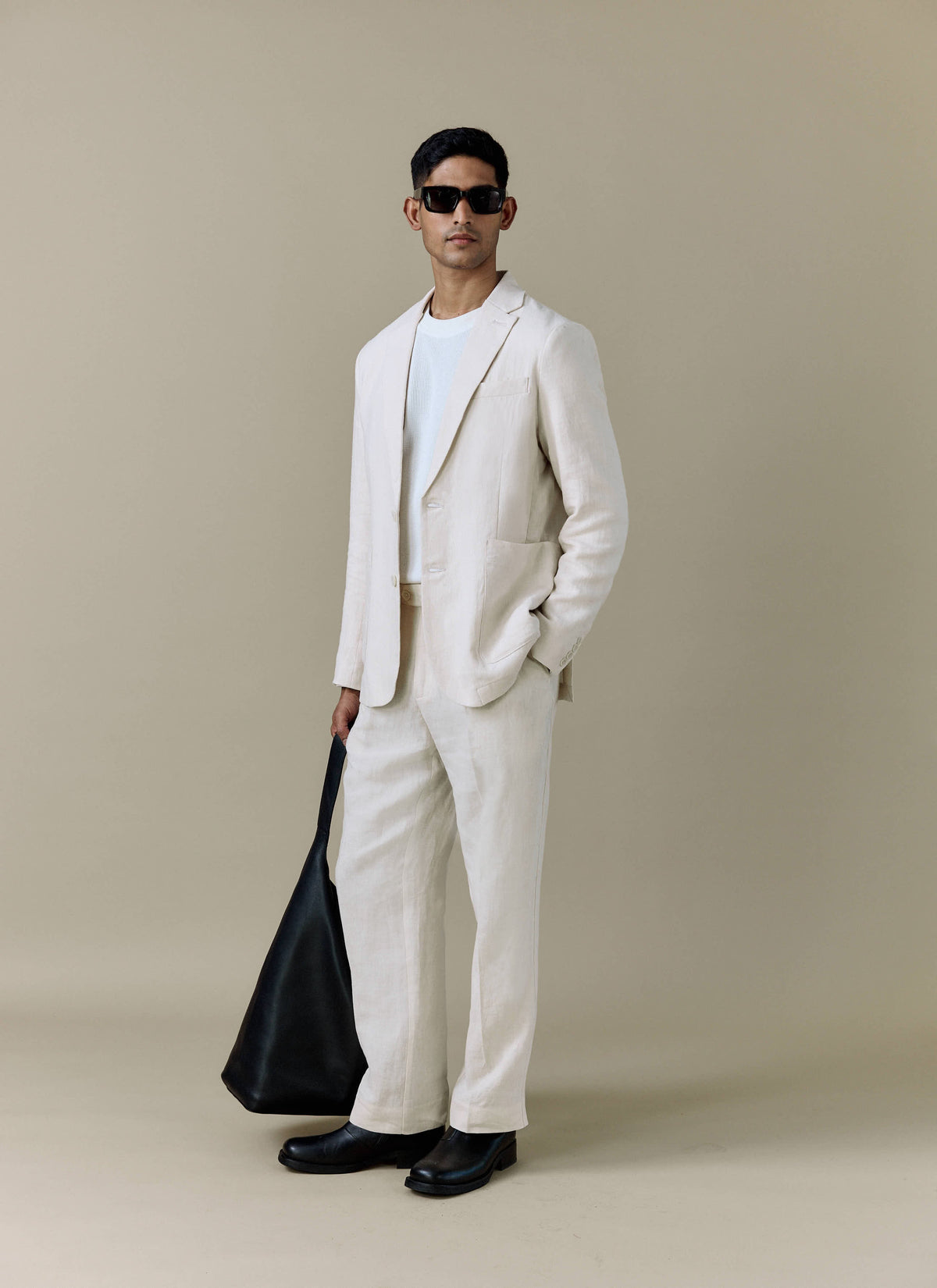Tailored Linen Blazer | Cream - Percival