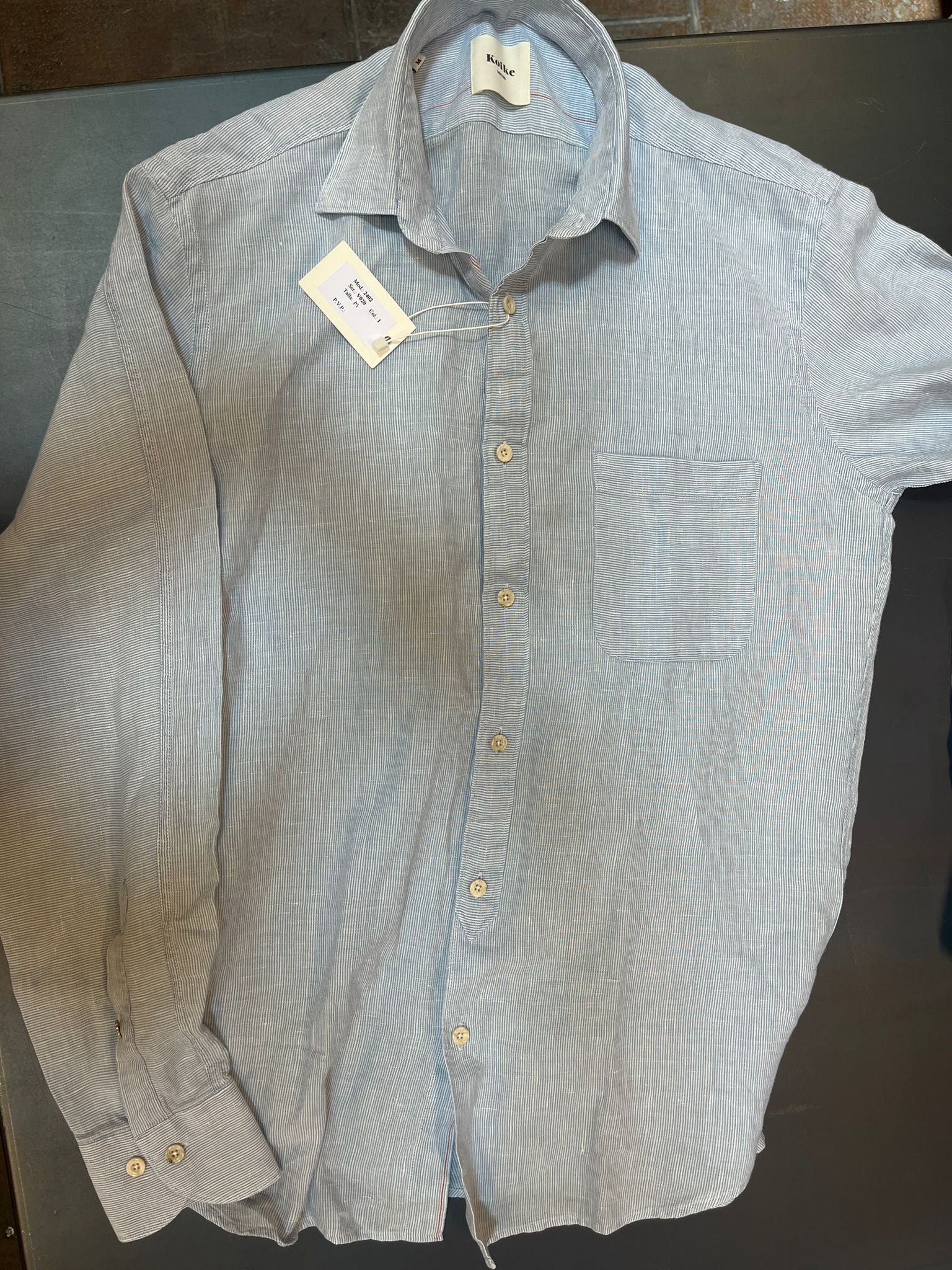 Linen Microstripes Shirt Blue - Koike