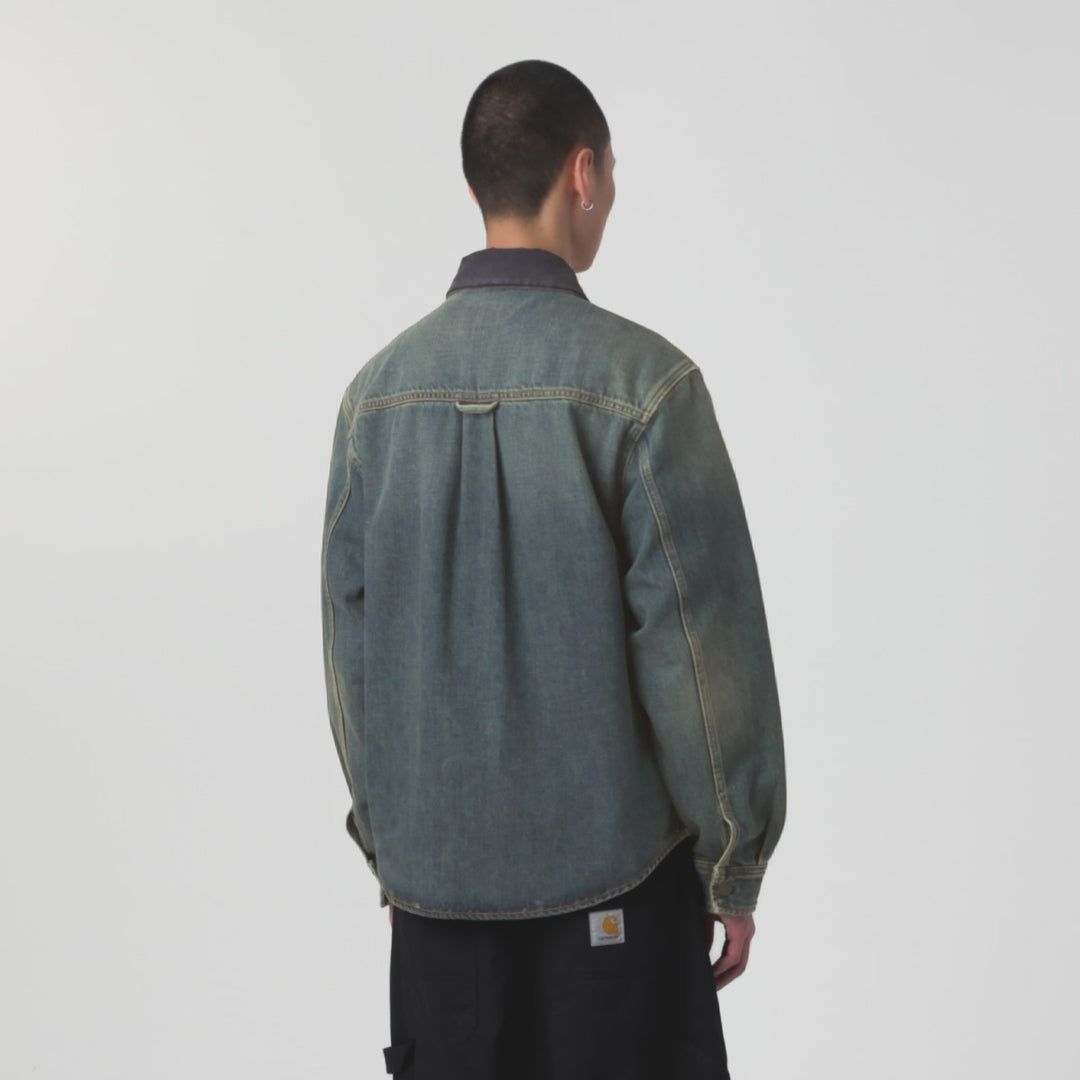 Oakland Shirt Jac Blue / Dark Navy, Worn used wash - Carhartt WIP