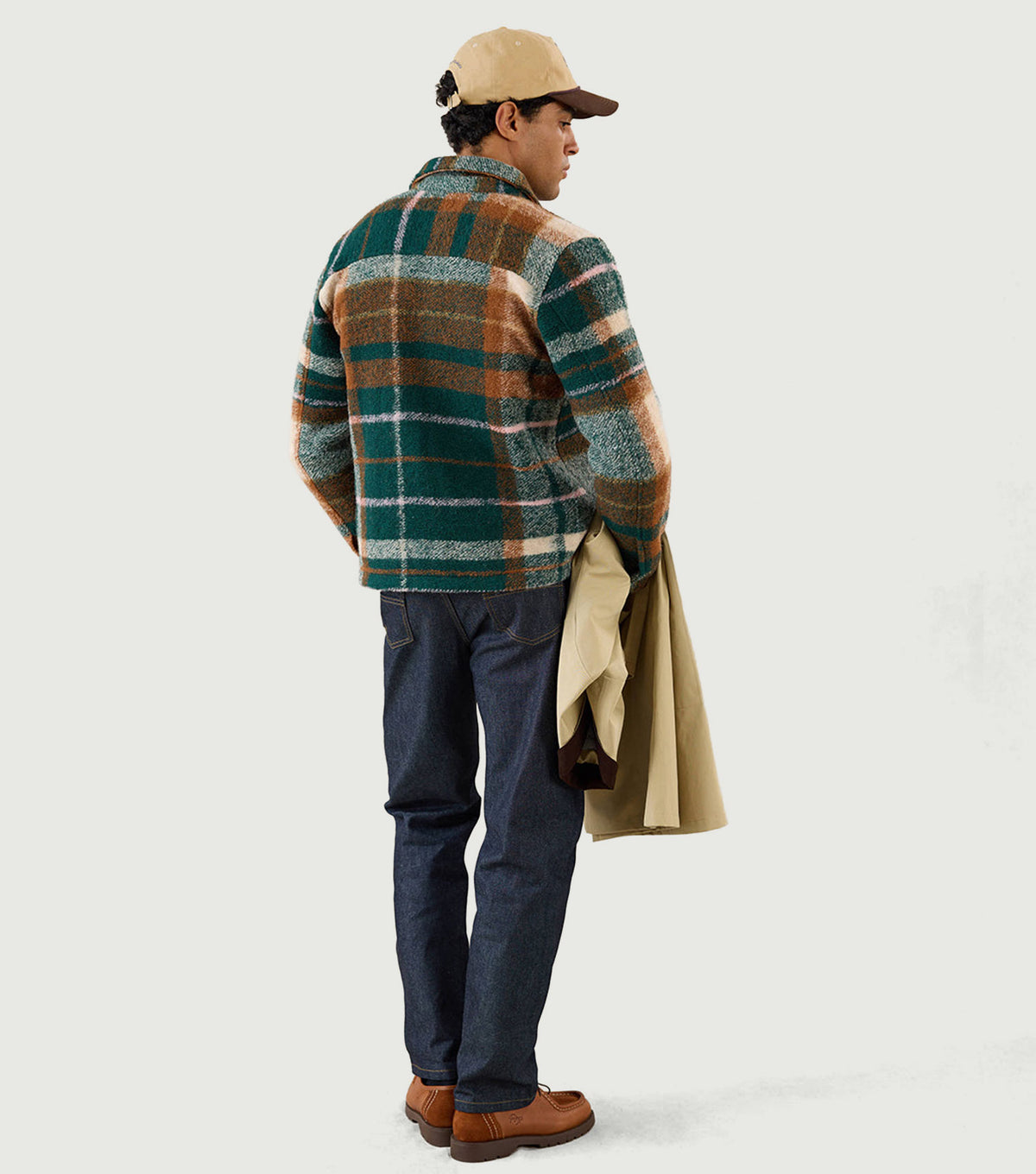 Knowles Overshirt Wool Multi Check - Percival - Back on model