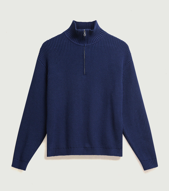 Meyer Boxy 1/4 Zip Jumper  Heavy Cotton  Navy