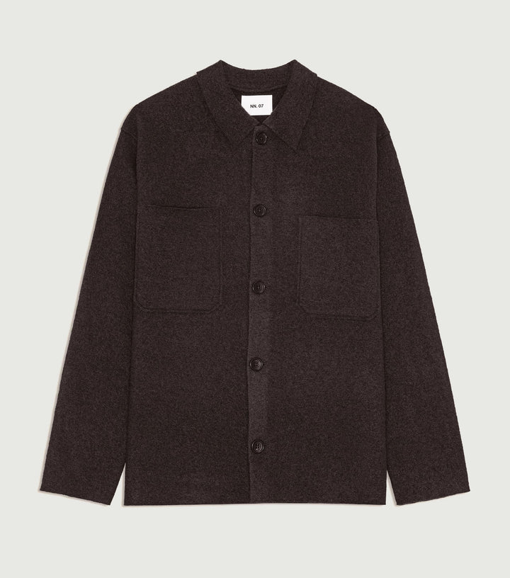 Jonas - Boiled Merino Wool overshirt Deep Truffle
