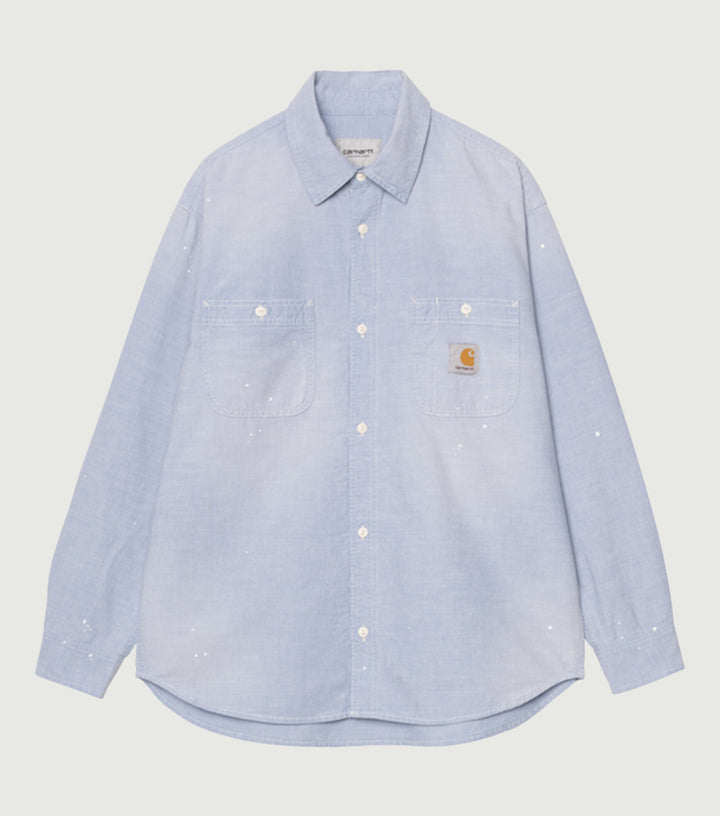 L/S Painter Shirt Blue, Worn used, splatter
