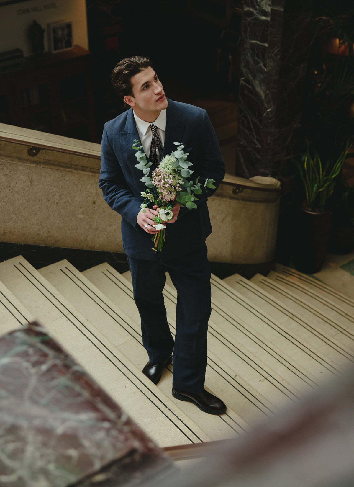Clifton Boxy Double Breasted Blazer | Linen | Navy - Percival