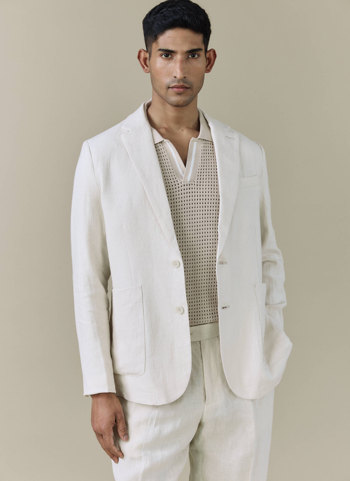 Tailored Linen Blazer | Cream - Percival