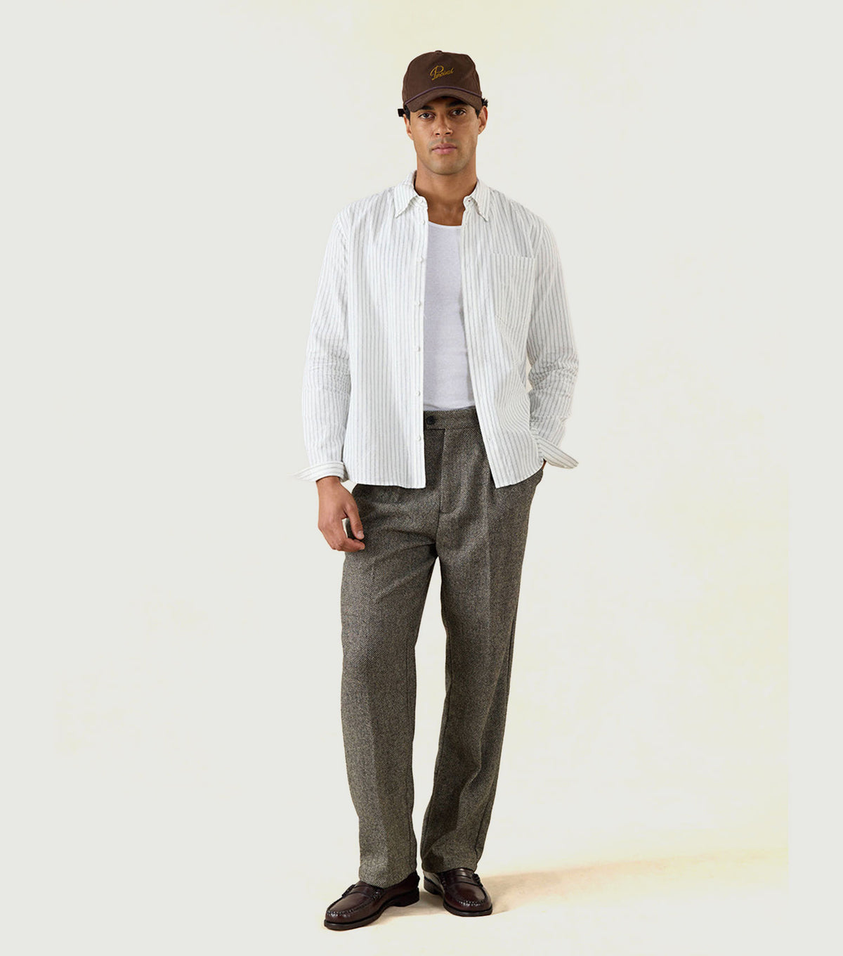 Blake Double Pleated Tailored Trousers Birdseye Wool Grey - Percival