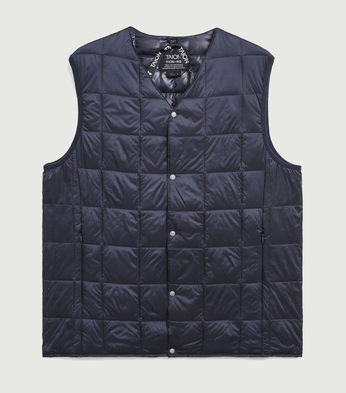TAION V-Neck Down Vest Dark Navy - front product view