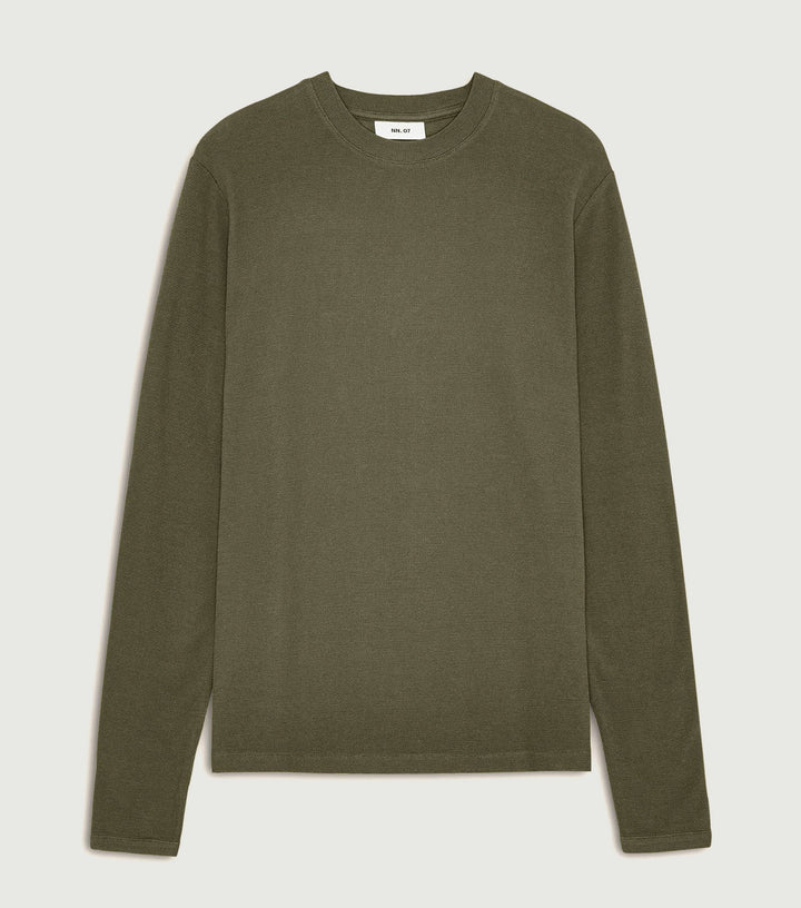 Clive - Waffle knit tee Shadow Moss