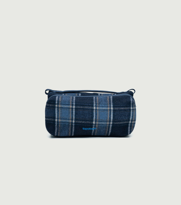 Bottle Sacoche Medium Blue Check Wool