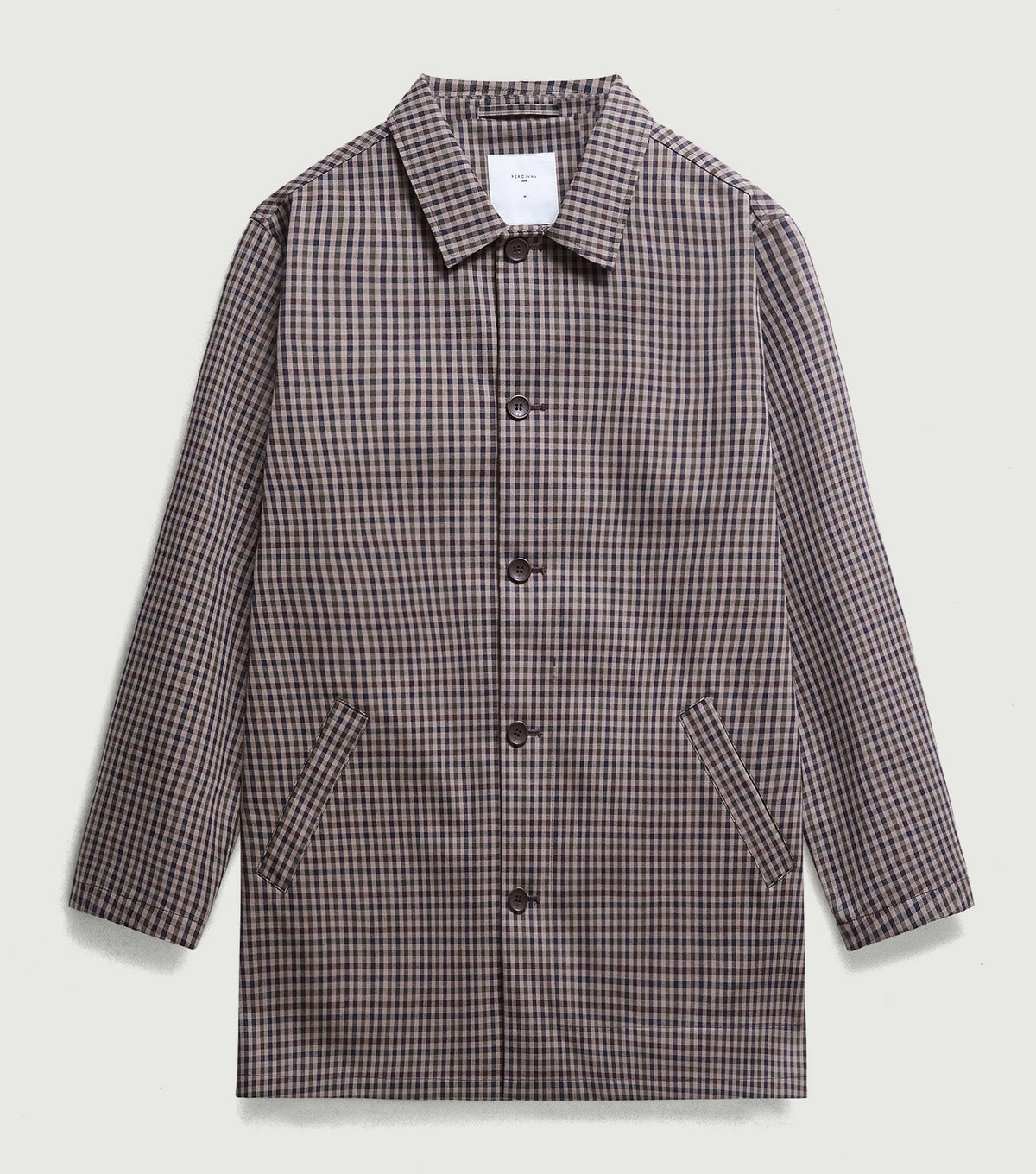 Sherlock Short Trench Coat Waterproof Watcher Check - Percival - Front flat lay
