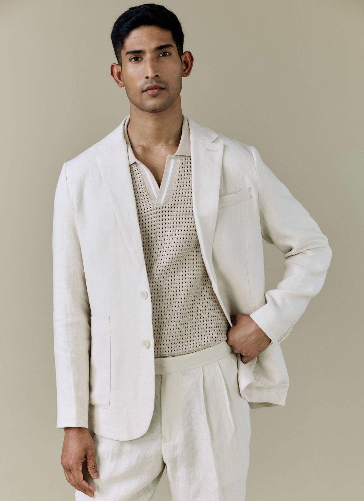 Tailored Linen Blazer | Cream - Percival
