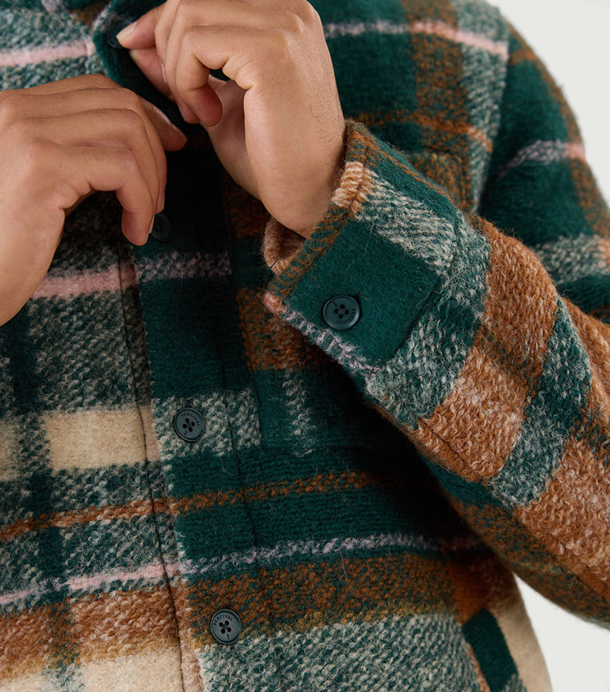 Knowles Overshirt Wool Multi Check - Percival - Cuff detail