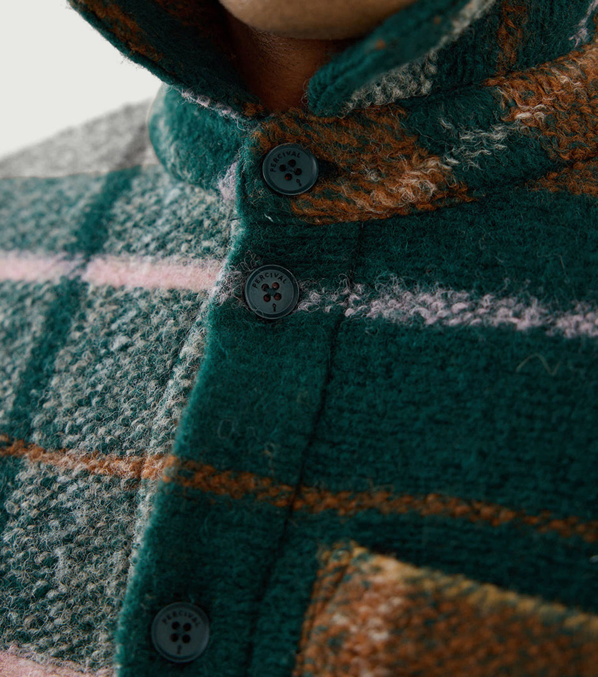 Knowles Overshirt Wool Multi Check - Percival - Collar detail