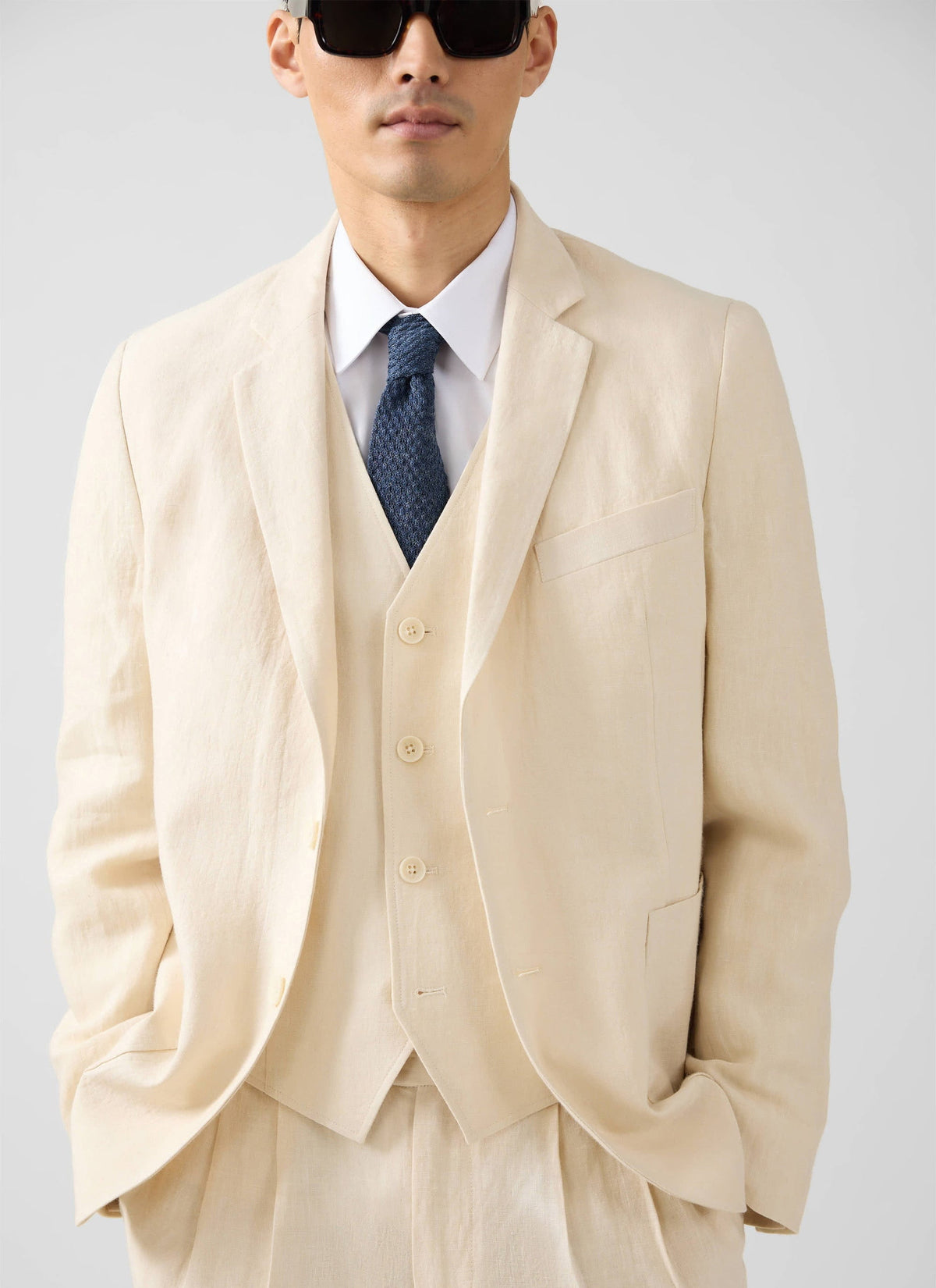 Tailored Linen Blazer | Cream - Percival