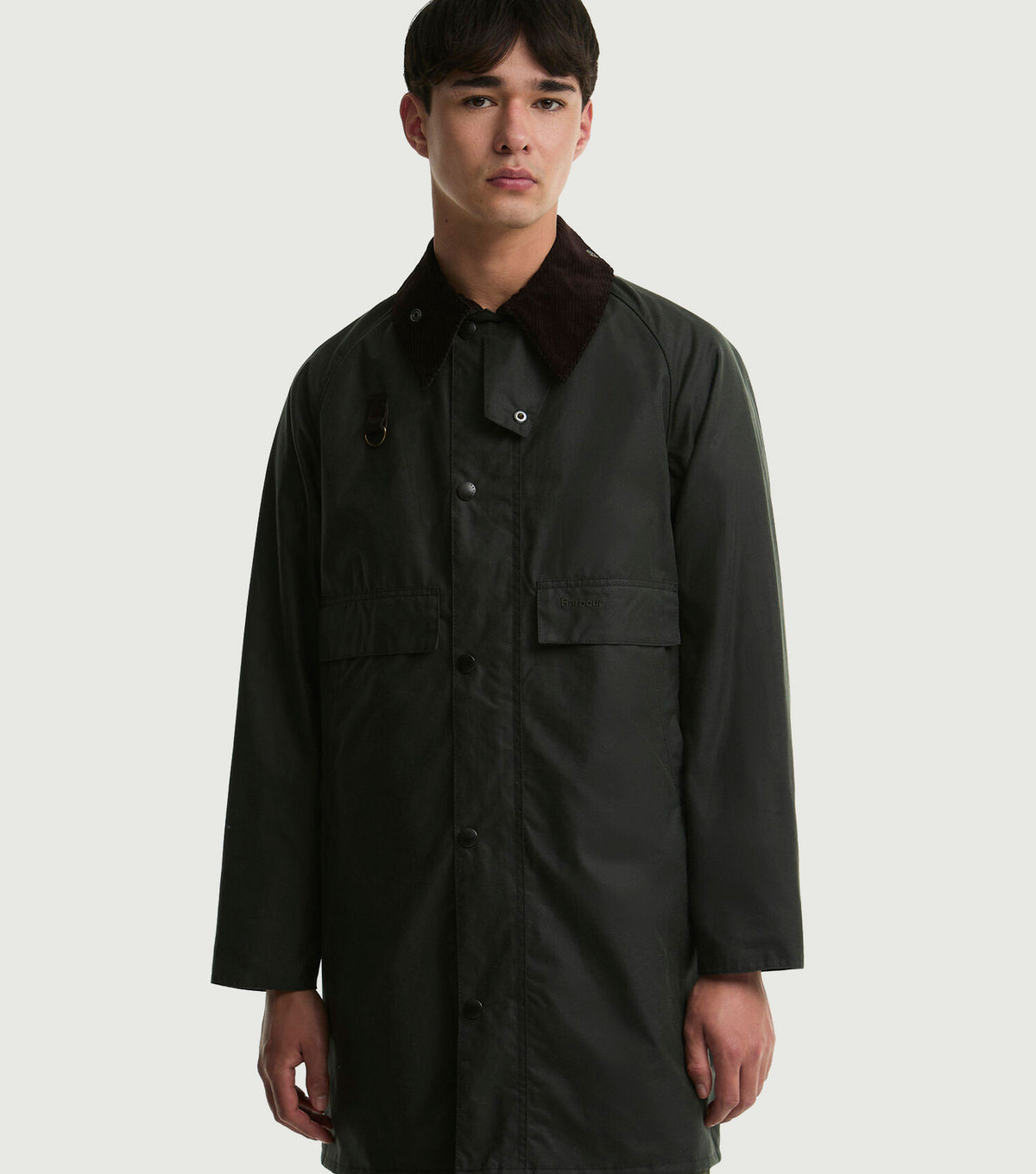 Long Spey Waxed Jacket Sage - Barbour