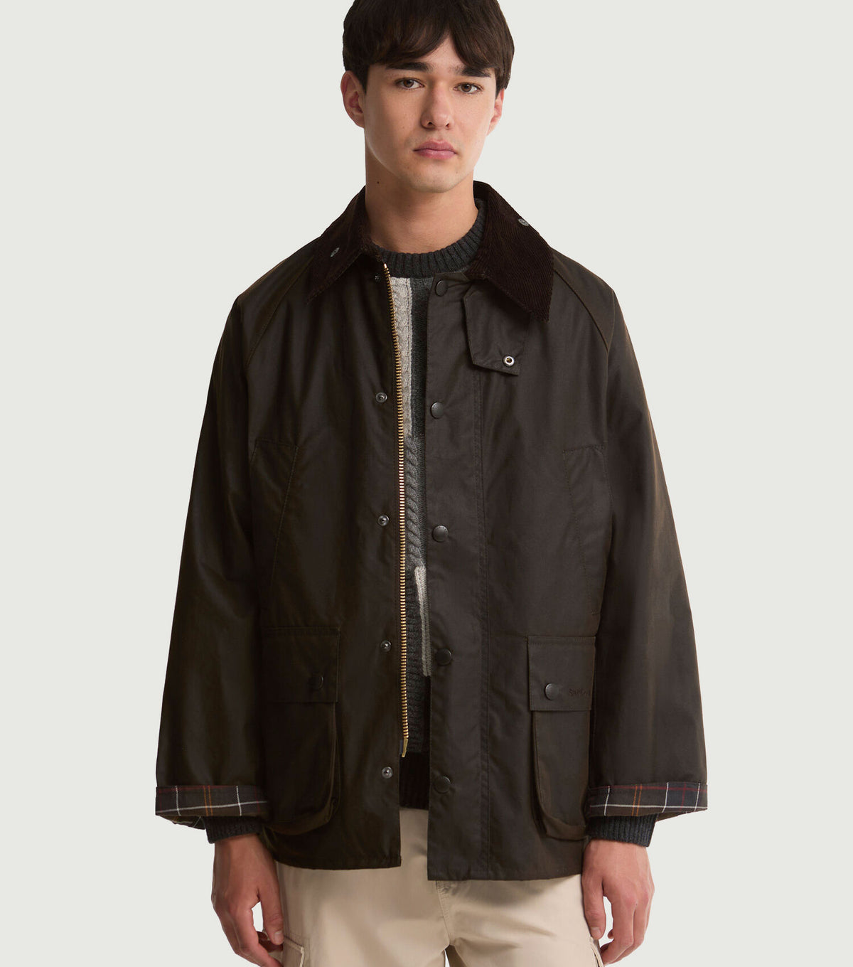 Oversized Bedale Waxed Jacket Dark Brown - Barbour