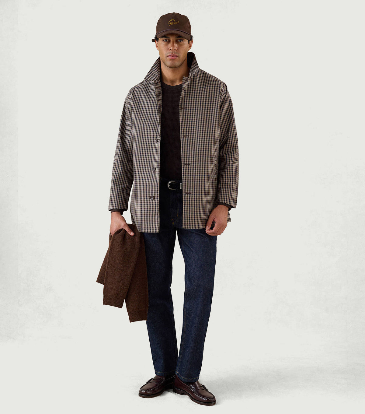 Sherlock Short Trench Coat Waterproof Watcher Check - Percival - Full look