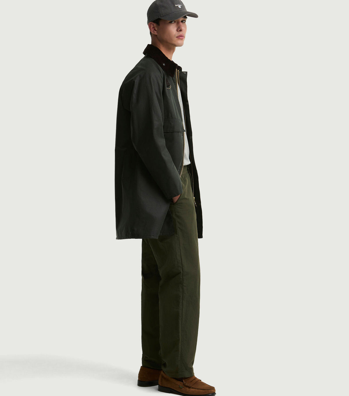 Long Spey Waxed Jacket Sage - Barbour