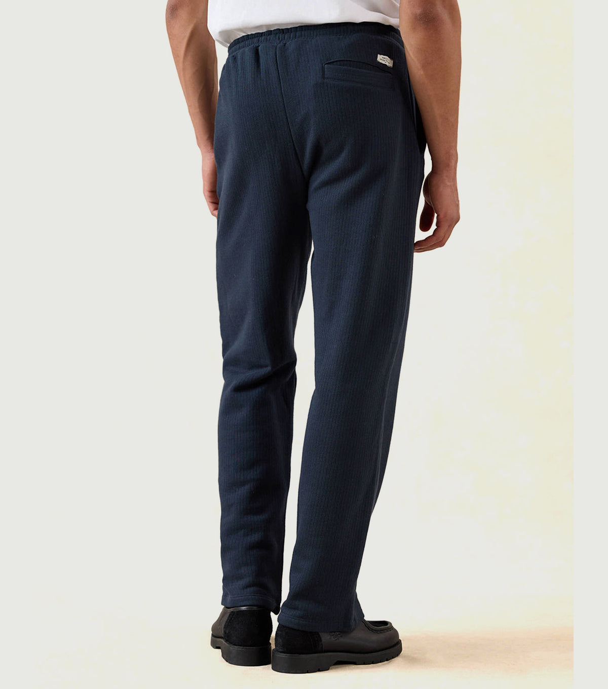 Conrad Straight Leg Trackpants Cotton Navy - Percival - Back on model