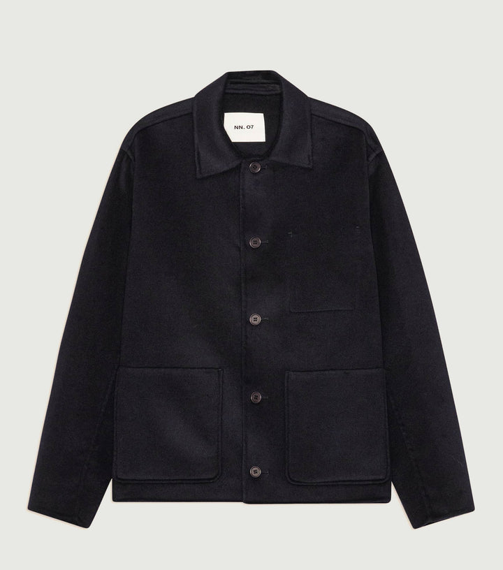 Morgan - Brushed heavyweight wool jacket Marine Navy