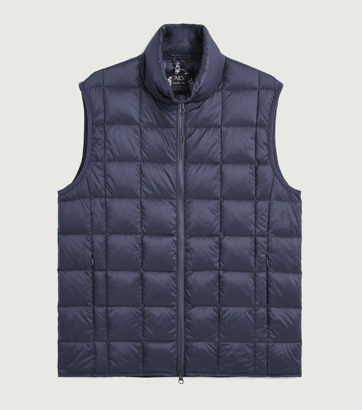 Hi Neck W-Zip Down Vest Navy