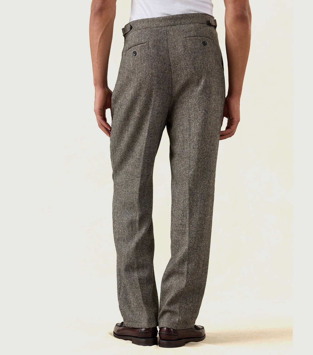 Blake Double Pleated Tailored Trousers Birdseye Wool Grey - Percival