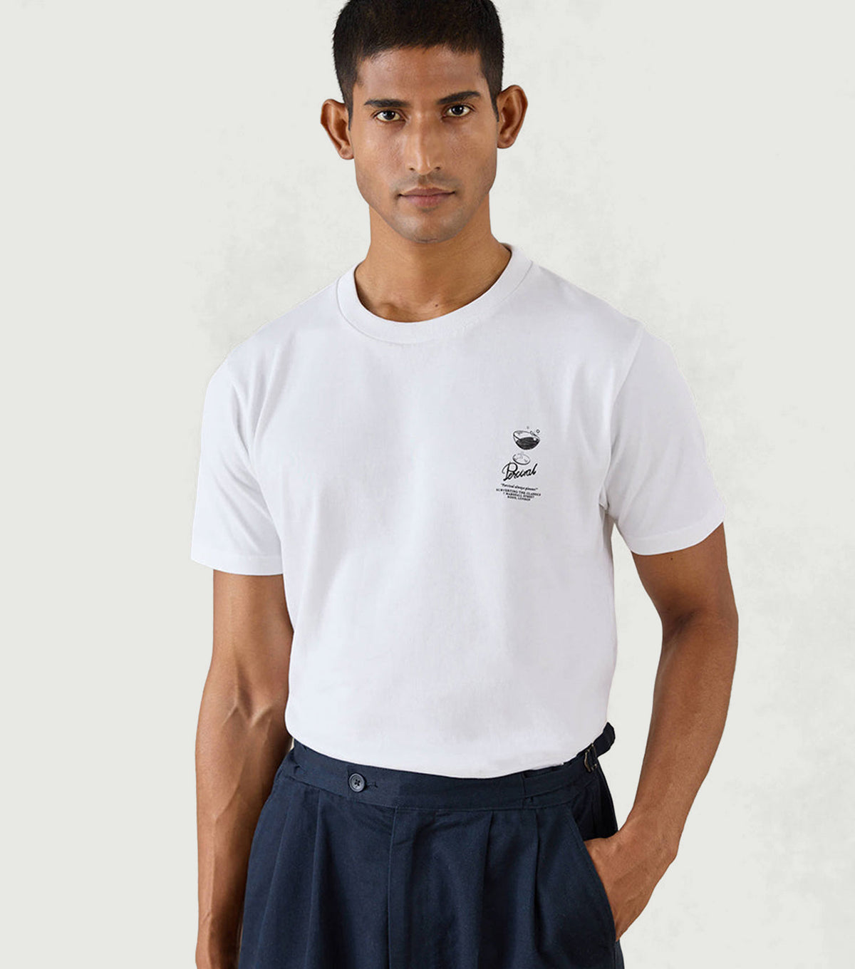 Norman Regular T Shirt White - Percival - Front on model