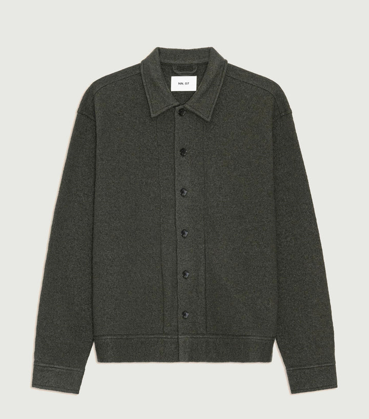Reed - Boiled Merino Wool overshirt Dark Army