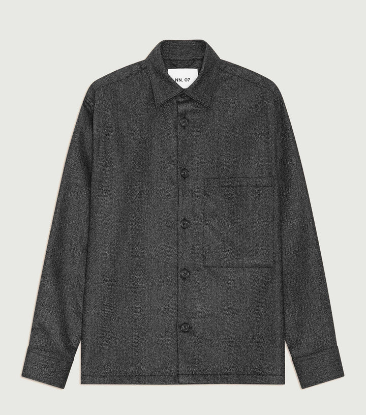 Freddy - Herringbone overshirt Dark Grey Melange