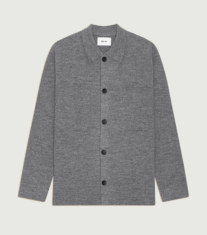 Jonas - Boiled Merino Wool overshirt Dark Grey melange