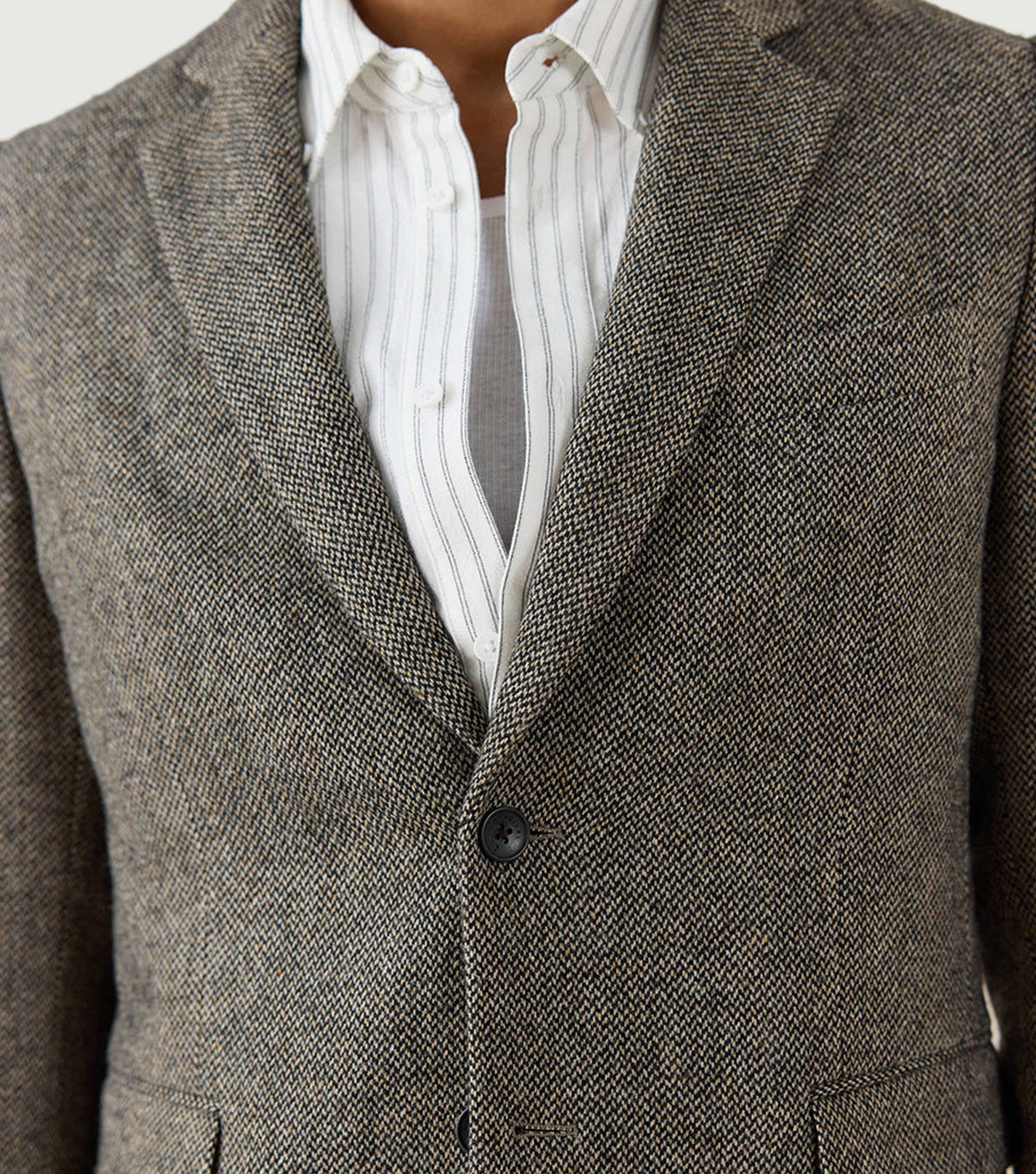 Tailored Blazer Birdseye Wool Grey - Percival - Lapel detail