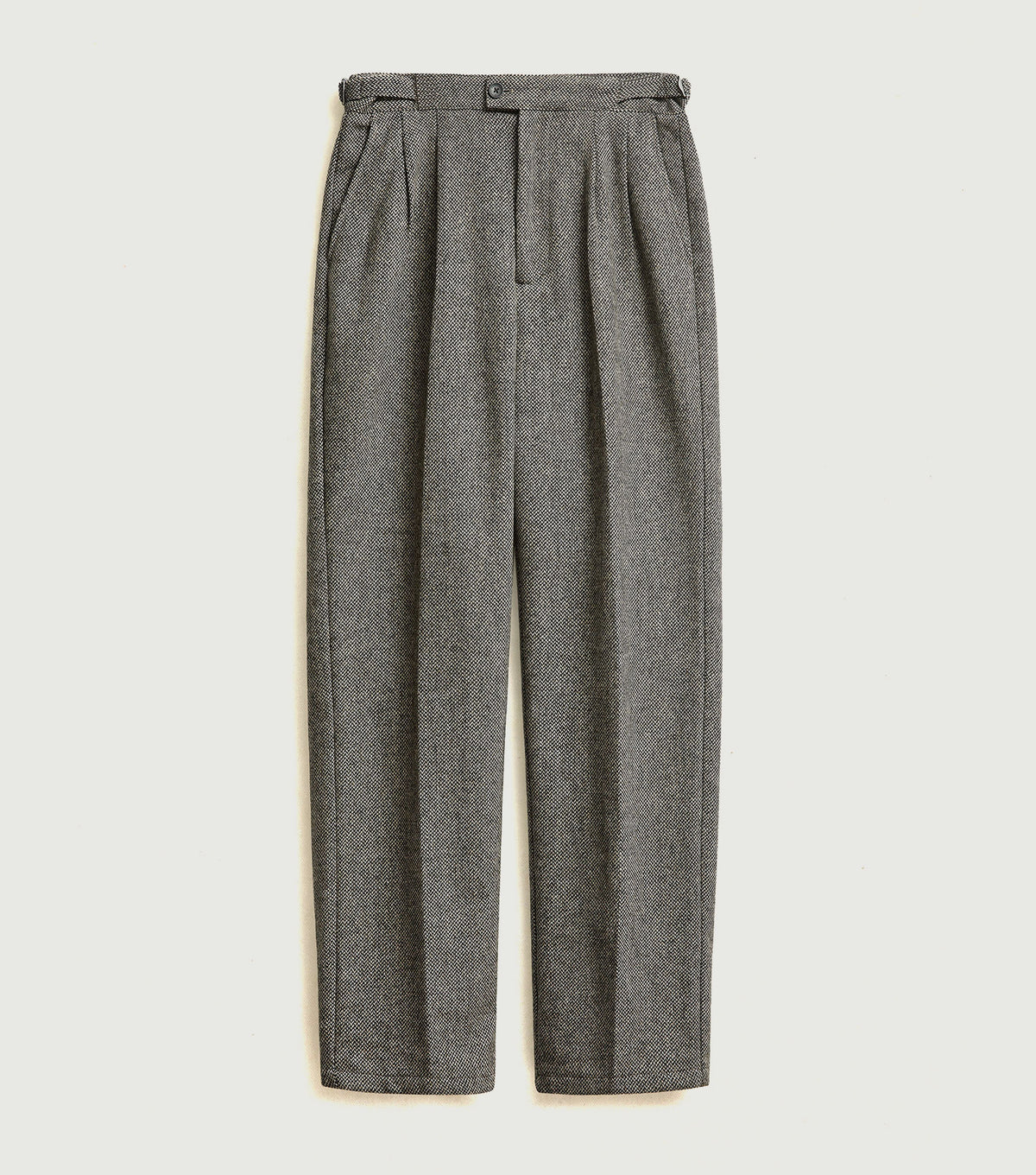 Blake Double Pleated Tailored Trousers Birdseye Wool Grey - Percival