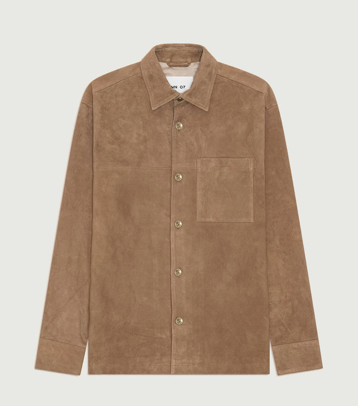 Freddy - Heavy goat suede overshirt Desert Clay