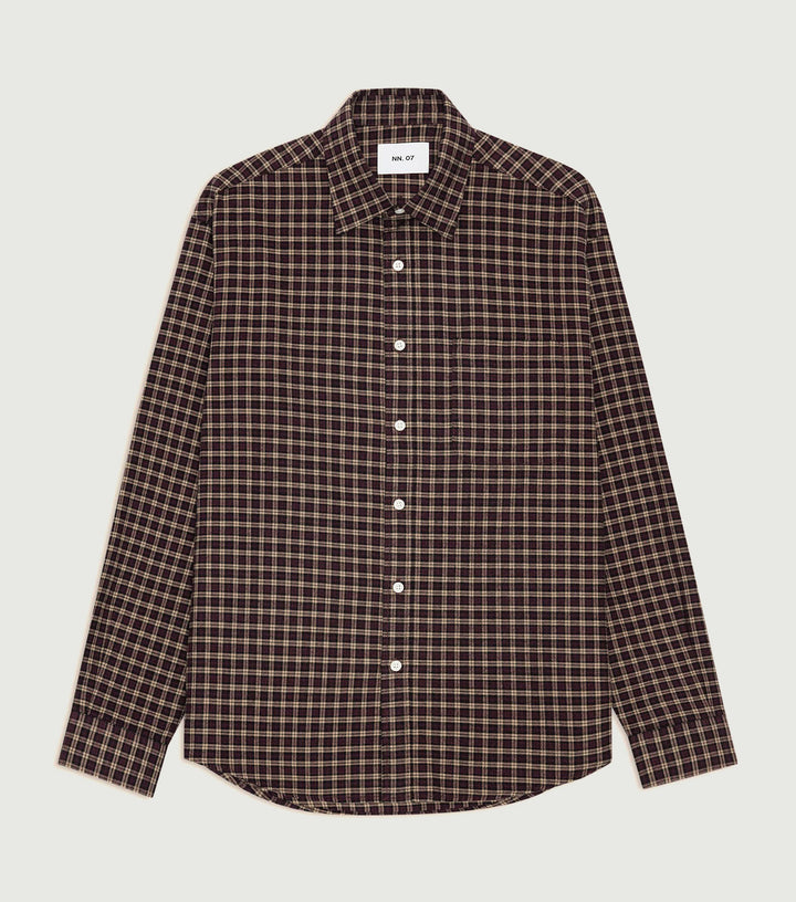 Deon - Casual flannel shirt Bordeaux Check