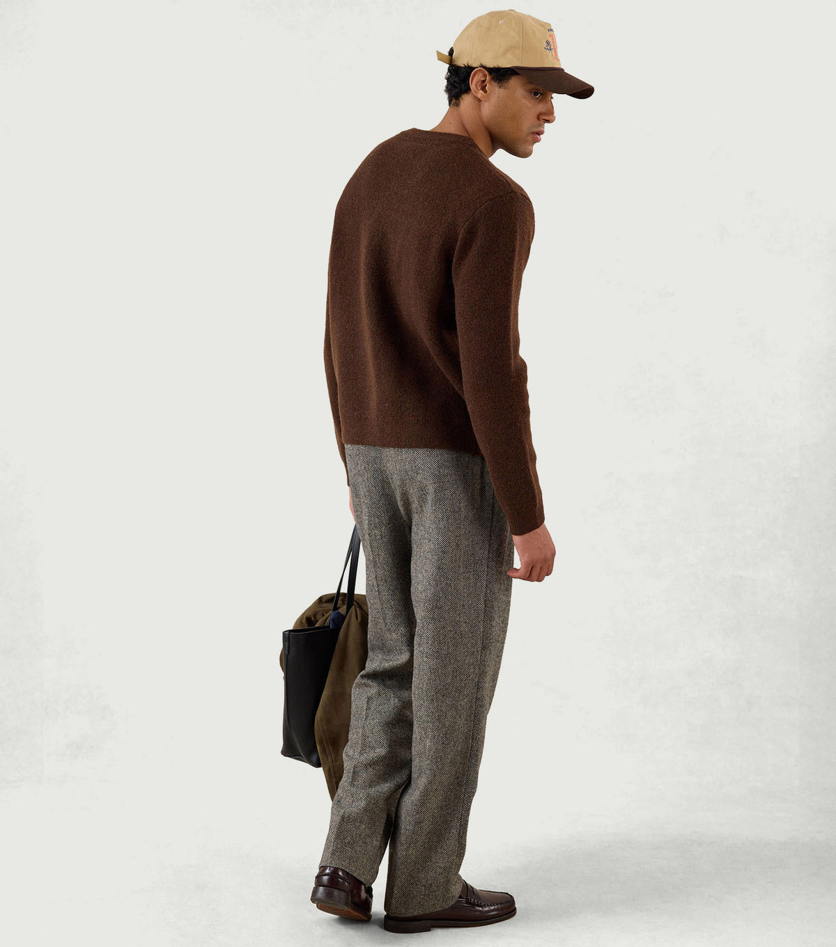 White Glove Boxy Cardigan Mohair Espresso - Percival - Back on model