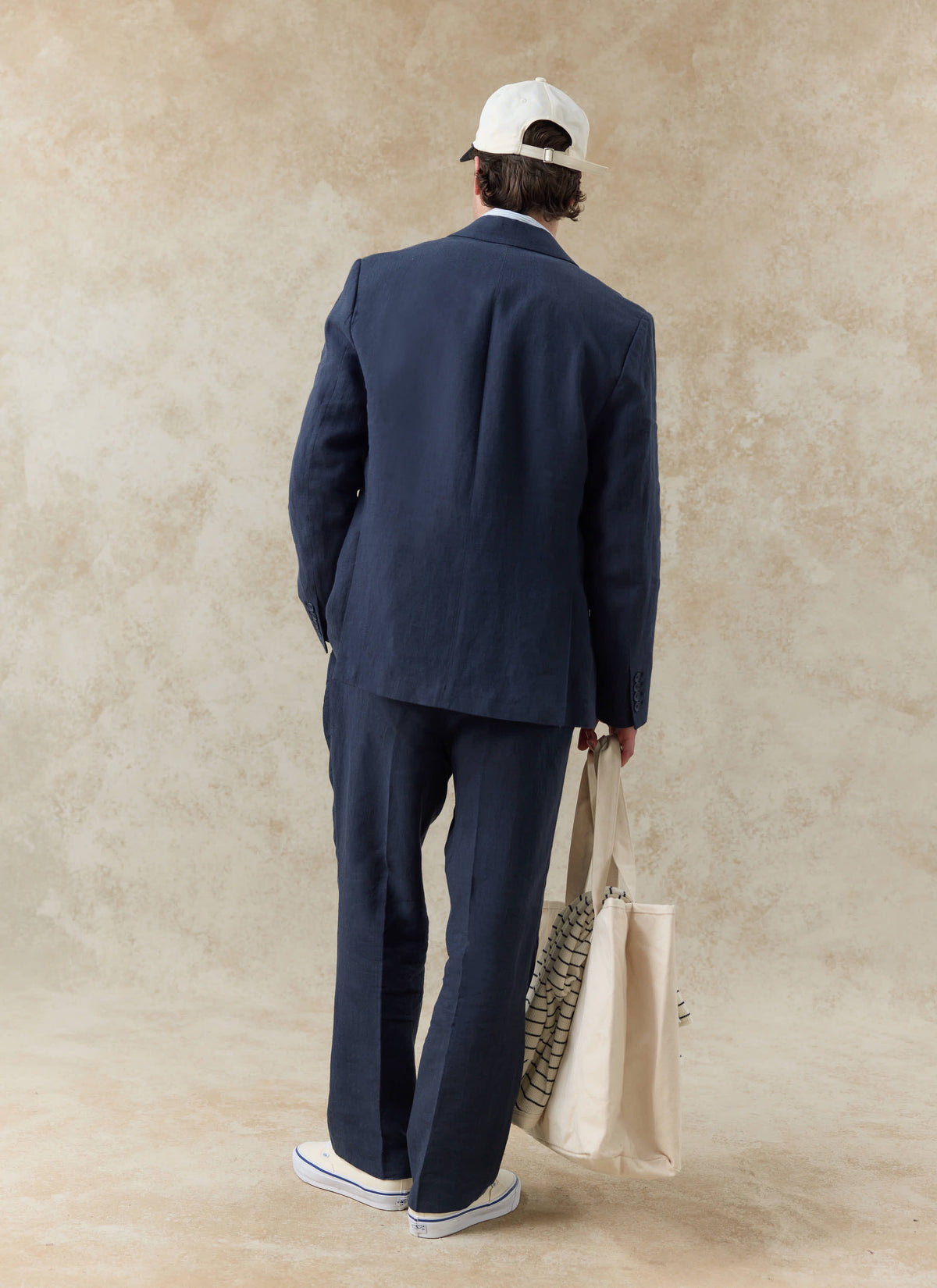 Clifton Boxy Double Breasted Blazer | Linen | Navy - Percival