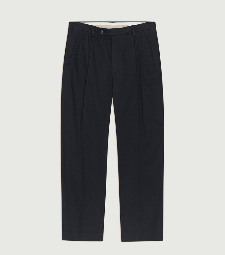 Robin - Pleated relaxed fit pant Black