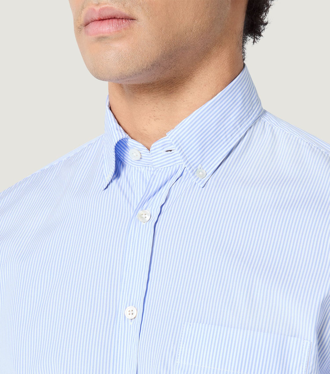 Button Down Collar Shirt Stripes Blue - Blaw x Koike