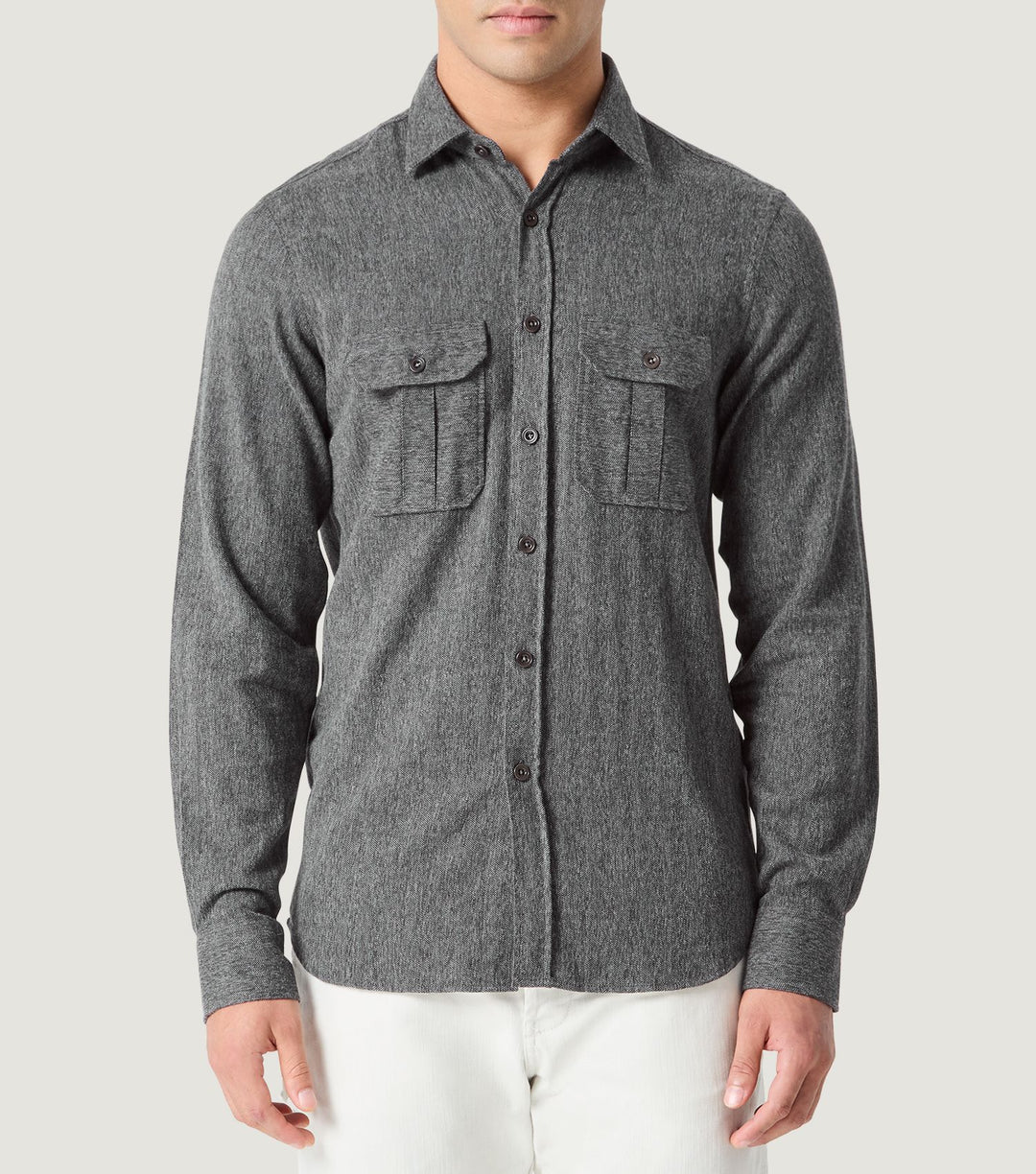 Herringbone Shirt Flannel Grey - Blaw x Koike