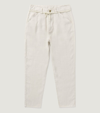 100% Linen Carrot Crop Cord Pant Ecru - BLAW