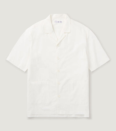 Cotton Camp Collar Shirt White - BLAW